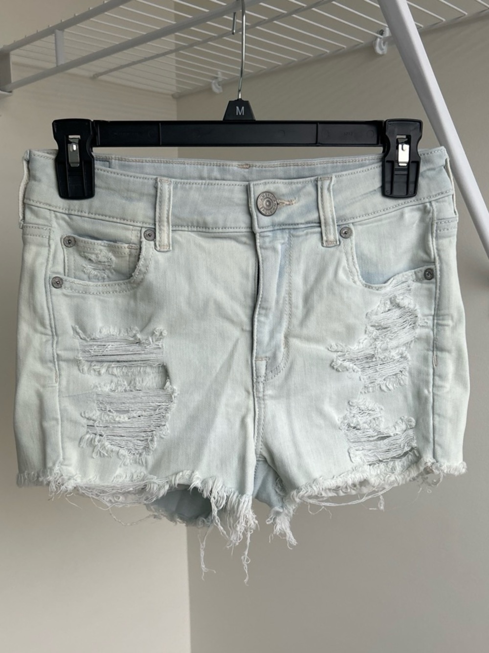 American Eagle Outfitters Light Wash Distressed Denim Shorts